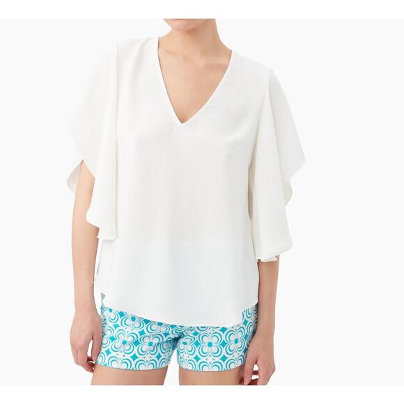 Trina Turk Tops - Trina Turk Moore Crepe Top Blouse | Womens XL, White Wash (Ivory) New $178